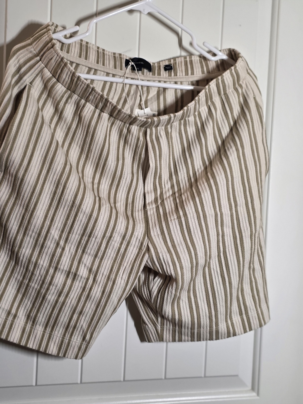 Vince Beige and Cream Striped Bermuda Shorts